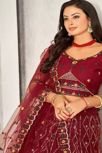 Embroidered Ready to Wear Lehenga & Unstitched Blouse With Dupatta