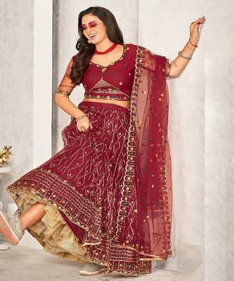 Embroidered Ready to Wear Lehenga & Unstitched Blouse With Dupatta 3