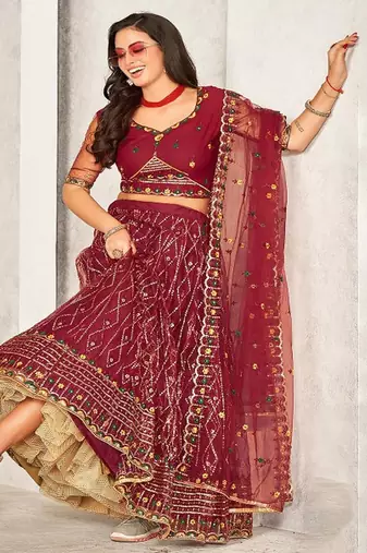 Embroidered Ready to Wear Lehenga & Unstitched Blouse With Dupatta