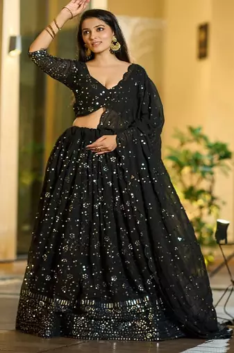 Embellished Sequinned Ready to Wear Lehenga & Unstitched Blouse With Dupatta
