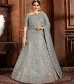 Embroidered Beads and Stones Soft Net Semi Stitched Lehenga & Blouse With Dupatta