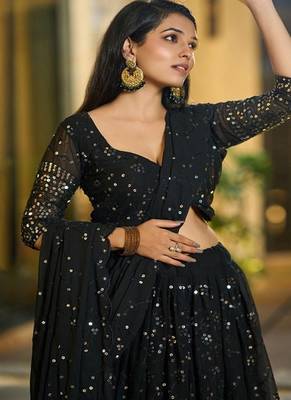Embellished Sequinned Ready to Wear Lehenga & Unstitched Blouse With Dupatta 2