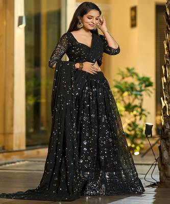 Embellished Sequinned Ready to Wear Lehenga & Unstitched Blouse With Dupatta 3