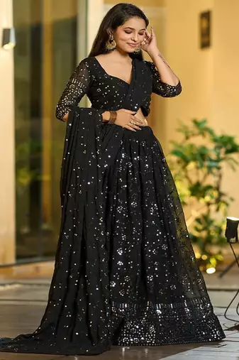 Embellished Sequinned Ready to Wear Lehenga & Unstitched Blouse With Dupatta