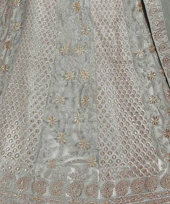 Embroidered Beads and Stones Soft Net Semi Stitched Lehenga & Blouse With Dupatta 3