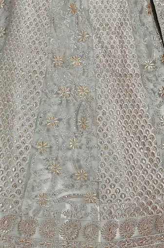 Embroidered Beads and Stones Soft Net Semi Stitched Lehenga & Blouse With Dupatta