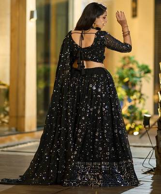 Embellished Sequinned Ready to Wear Lehenga & Unstitched Blouse With Dupatta 4