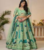 Embroidered Semi Stitched Lehenga & Unstitched Blouse With Dupatta
