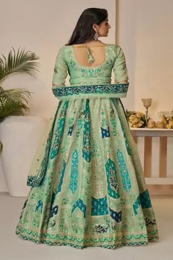 Embroidered Semi Stitched Lehenga & Unstitched Blouse With Dupatta