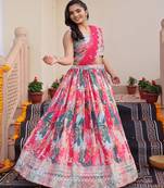 Embroidered Sequinned Semi Stitched Lehenga & Unstitched Blouse With Dupatta