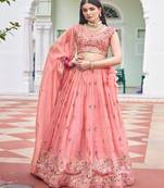 Floral Embroidered Thread Work Ready To Wear Lehenga & Unstitched Blouse Dupatta