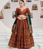 Woven Design Art Silk Lehenga & Unstitched Blouse With Dupatta