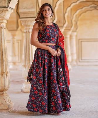 Floral Printed Ready to Wear Lehenga & Blouse With Dupatta 1