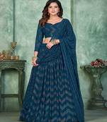 Printed Semi Stitched Poly Georgette Lehenga & Unstitched Blouse With Dupatta