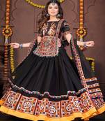 Embroidered Semi Stitched Lehenga & Unstitched Blouse With Dupatta
