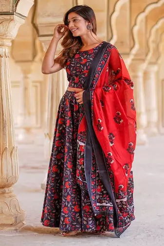 Floral Printed Ready to Wear Lehenga & Blouse With Dupatta