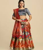 Woven Designed Semi Stitched Lehenga & Unstitched Blouse With Dupatta