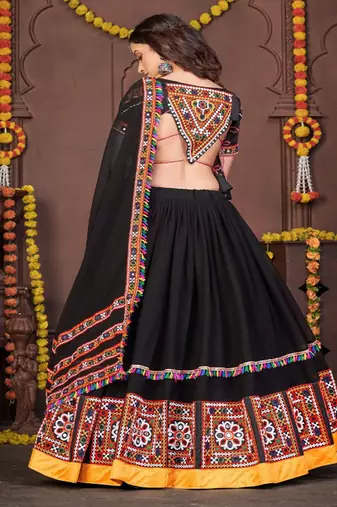 Embroidered Semi Stitched Lehenga & Unstitched Blouse With Dupatta