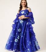 Floral Hand Paited Organza Ready to Wear Lehenga & Blouse With Friled Dupatta
