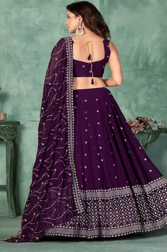 Embroidered Sequinned Semi Stitched Lehenga & Unstitched Blouse With Dupatta