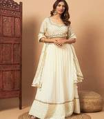 Mirror Embellished Flared Lehenga Set & Sequin Embroidered Chinon Dupatta