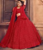 Embroidered Thread Work Semi Stitched Lehenga & Unstitched Blouse With Dupatta