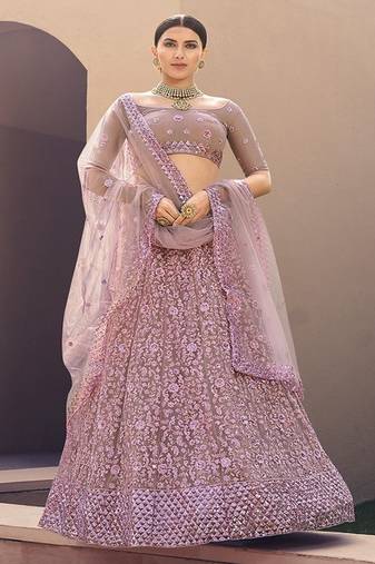 Embroidered Thread Work Semi Stitched Lehenga & Unstitched Blouse With Dupatta