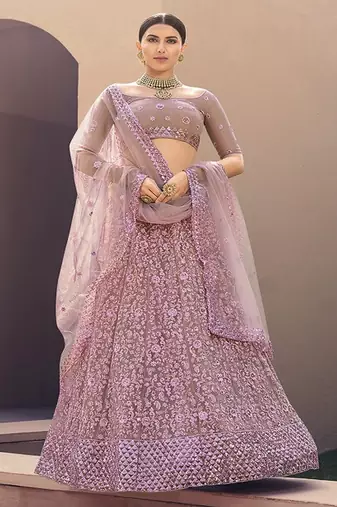 Embroidered Thread Work Semi Stitched Lehenga & Unstitched Blouse With Dupatta