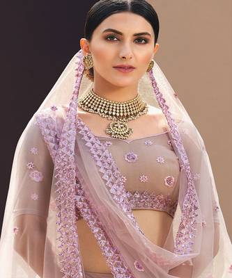Embroidered Thread Work Semi Stitched Lehenga & Unstitched Blouse With Dupatta 2