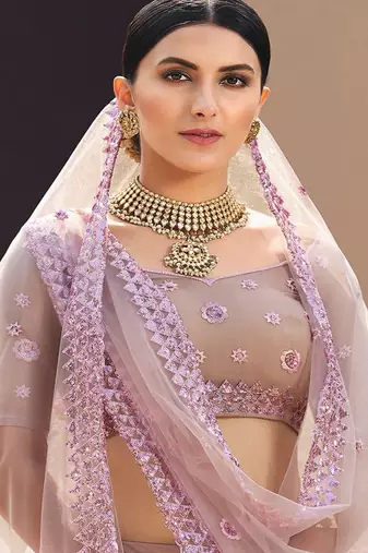 Embroidered Thread Work Semi Stitched Lehenga & Unstitched Blouse With Dupatta