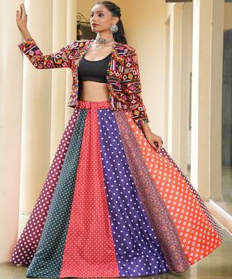 Embroidered Thread Work Ready to Wear Lehenga & 1