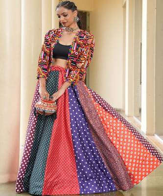 Embroidered Thread Work Ready to Wear Lehenga & 3