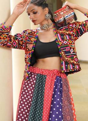 Embroidered Thread Work Ready to Wear Lehenga & 4