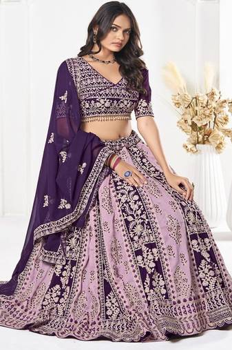Thread Work Semi Stitched Lehenga & Unstitched Blouse With Dupatta