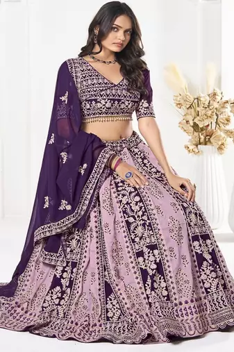 Thread Work Semi Stitched Lehenga & Unstitched Blouse With Dupatta