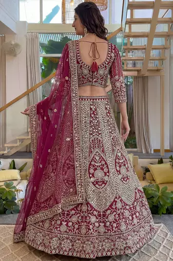 Shiny Pink Codding Embroidery Net Engagement Wear Lehenga With Blouse