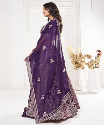 Thread Work Semi Stitched Lehenga & Unstitched Blouse With Dupatta 4