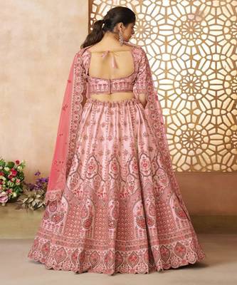 Embroidered Beads and Stones Semi Stitched Lehenga & Unstitched Blouse With Dupatta 4