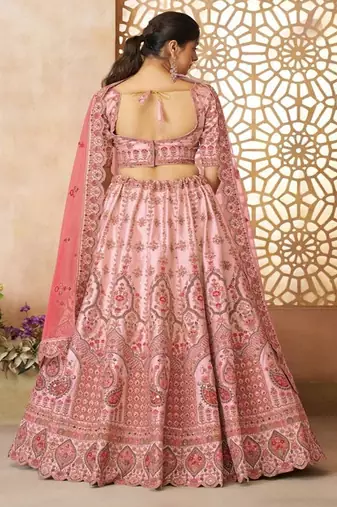 Embroidered Beads and Stones Semi Stitched Lehenga & Unstitched Blouse With Dupatta