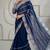 Blue Color Embroidery work of Malti Color Thread With Real Mirror Faux Georgette Saree