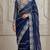 Blue Color Embroidery work of Malti Color Thread With Real Mirror Faux Georgette Saree