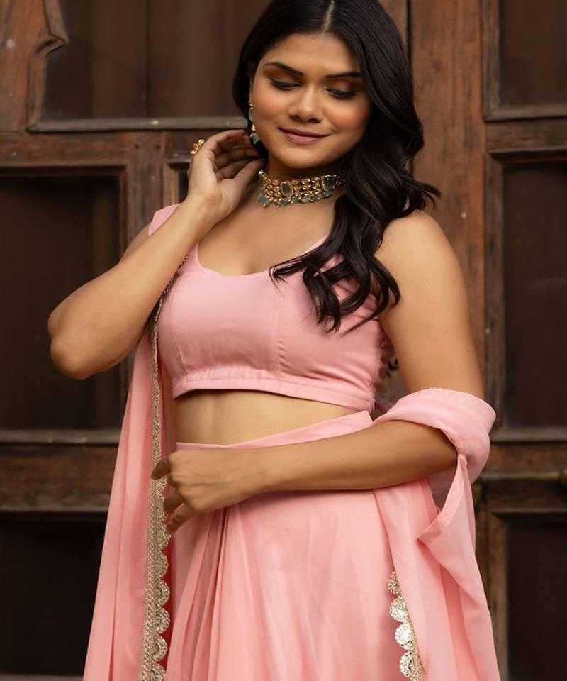 Georgette Ready To Wear Lehenga & Blouse With Dupatta