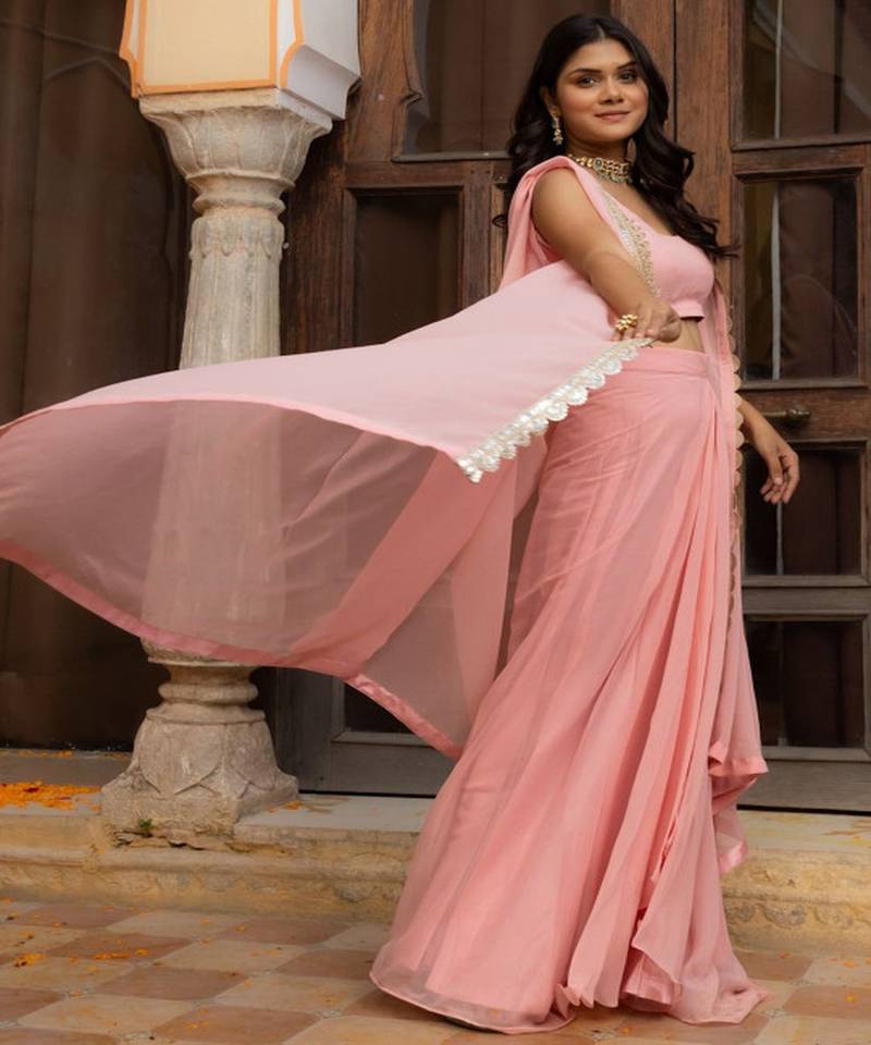 Georgette Ready To Wear Lehenga & Blouse With Dupatta