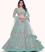 Floral Embroidered Net Semi Stitched Lehenga & Blouse With Dupatta