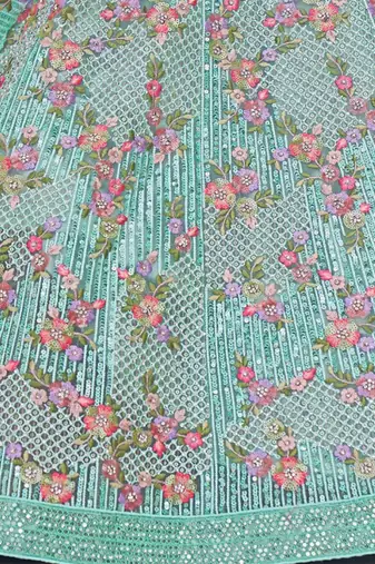Floral Embroidered Net Semi Stitched Lehenga & Blouse With Dupatta