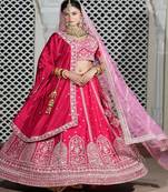 Embroidered Thread Work Semi Stitched Lehenga & Blouse With Dupatta