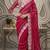 Rani pink Color Embroidery work of Malti Color Thread With Real Mirror Faux Georgette Saree