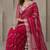 Rani pink Color Embroidery work of Malti Color Thread With Real Mirror Faux Georgette Saree