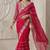 Rani pink Color Embroidery work of Malti Color Thread With Real Mirror Faux Georgette Saree