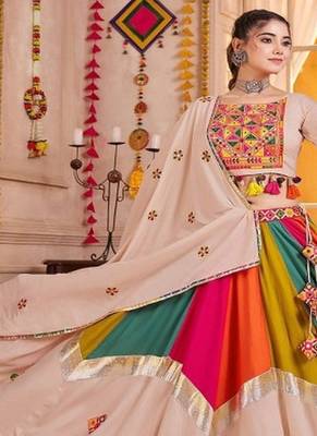 Embroidered Square Neck Thread Work Ready to Wear Lehenga & Blouse With Dupatta 4